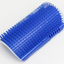 Close-up of the corner cat scratcher's arched bristles in blue