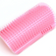 Close-up of the corner cat scratcher's arched bristles in pink