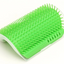 Corner cat scratcher in green, angled view showing the arched bristle shape