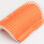 Corner cat scratcher in orange, angled view showing the arched bristle shape
