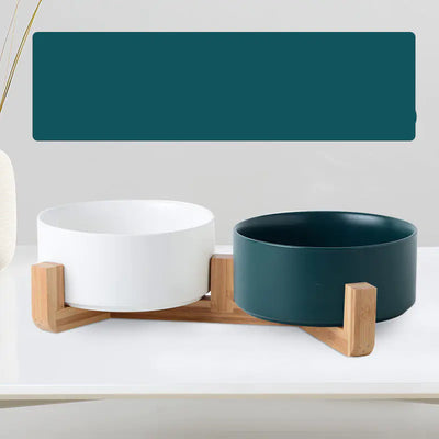 Double Ceramic Cat Food Bowl